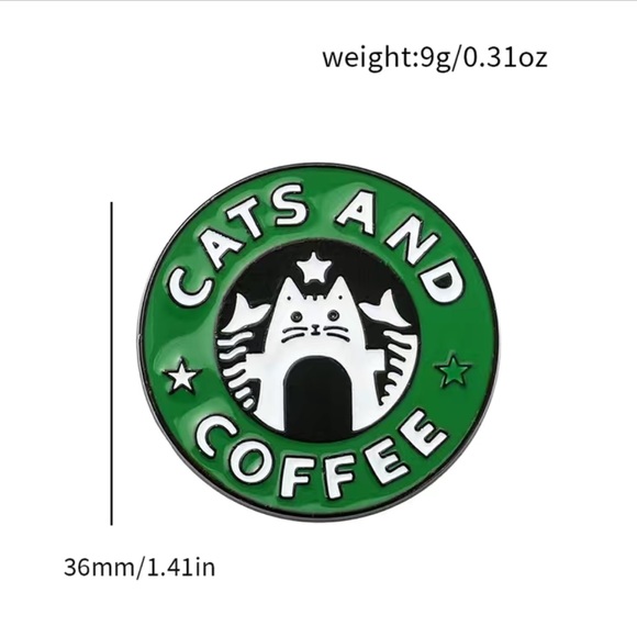 New Pair of cute Cat Pins- stay pawsitive & cats and coffee - Picture 2 of 4